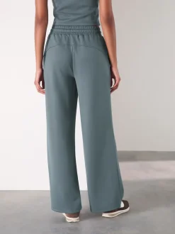 Blauwgroen - Slinky Supersoft Tie Front Wide Leg Trousers