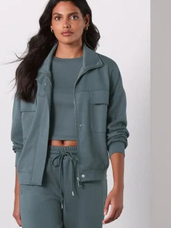 Blauwgroen - Slinky Supersoft Utility Funnel Neck Jacket