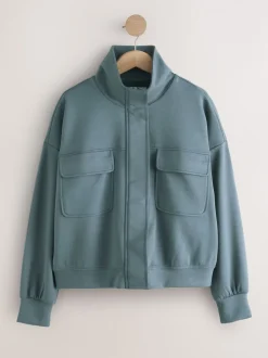Blauwgroen - Slinky Supersoft Utility Funnel Neck Jacket
