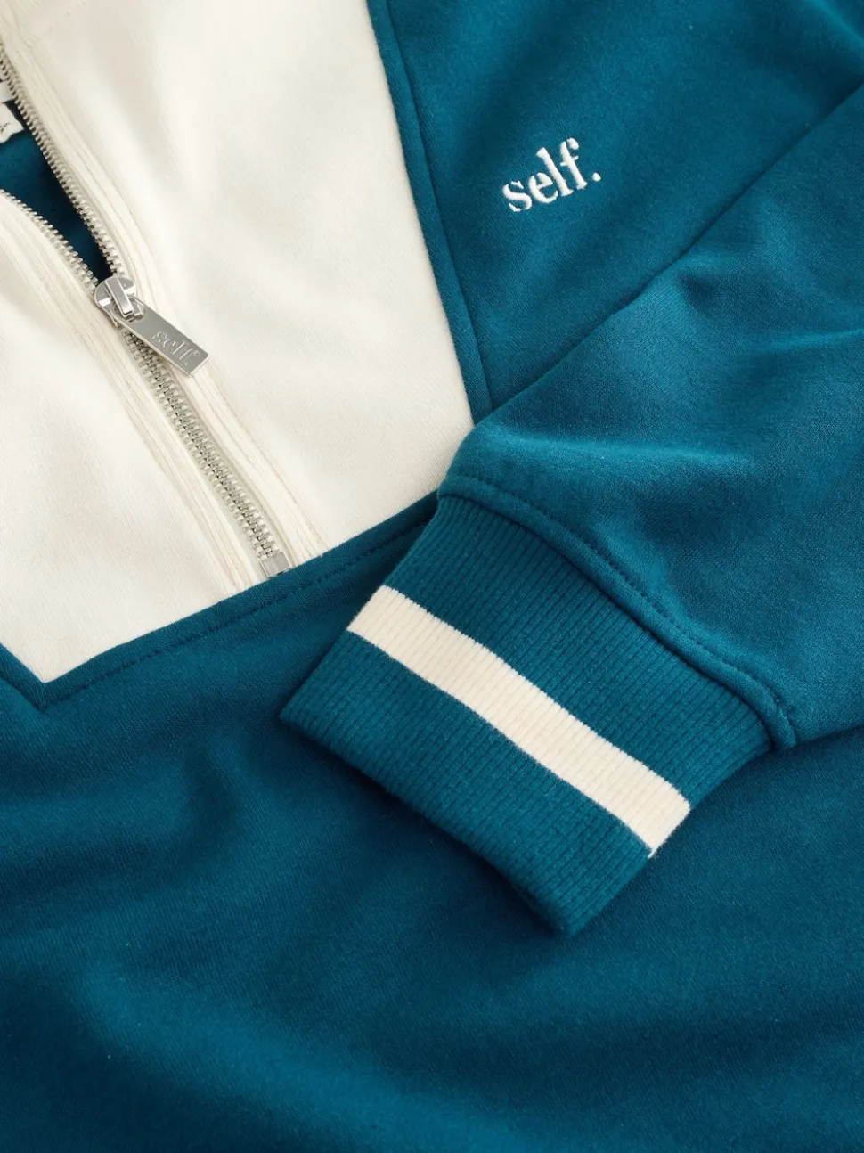 Blauwgroen - Sweatshirt met korte rits