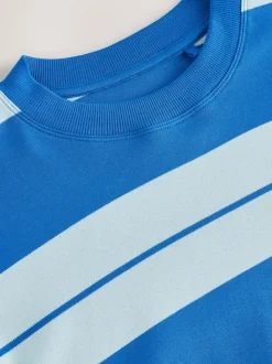 Blauw/lichtblauw - Boxy oversized T-shirt met relaxte pasvorm van zware stof en ronde hals