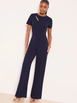 Blauw/marine - Lipsy jumpsuit met korte mouwen en gesplitst detail