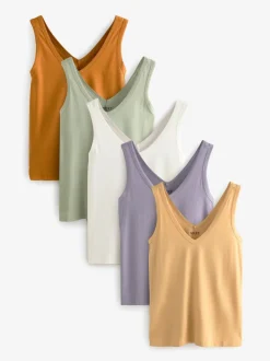 Blauw/mauve/pastelgroen - Verpakking van 5 ruimvallende hemden
