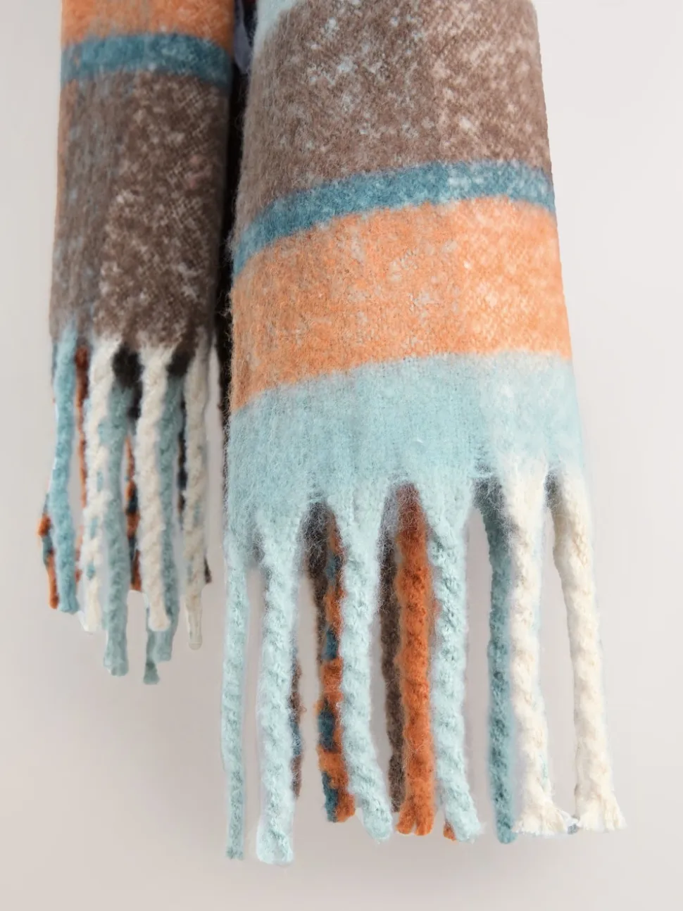 Blauw/oranje - Zware sjaal van geborstelde stof