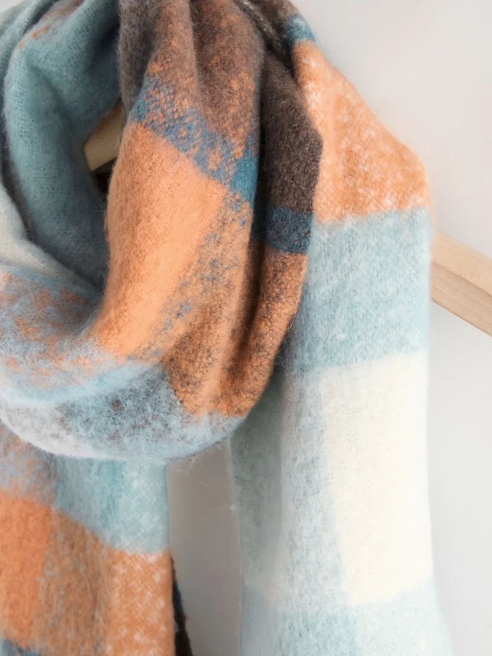 Blauw/oranje - Zware sjaal van geborstelde stof