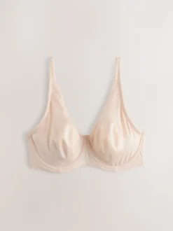 Blauw/roze/crème - Verpakking van 3 gladmakende T-shirtbeha's van microvezel, cupmaat DD+, ultiem comfort