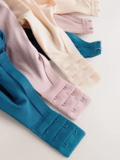 Blauw/roze/crème - Verpakking van 3 gladmakende T-shirtbeha's van microvezel, cupmaat DD+, ultiem comfort
