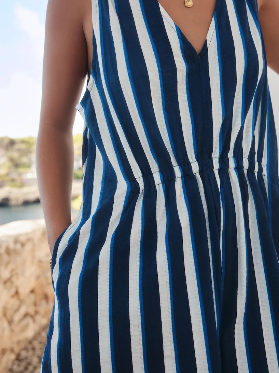 Blauw/wit - Jersey Summer Playsuit