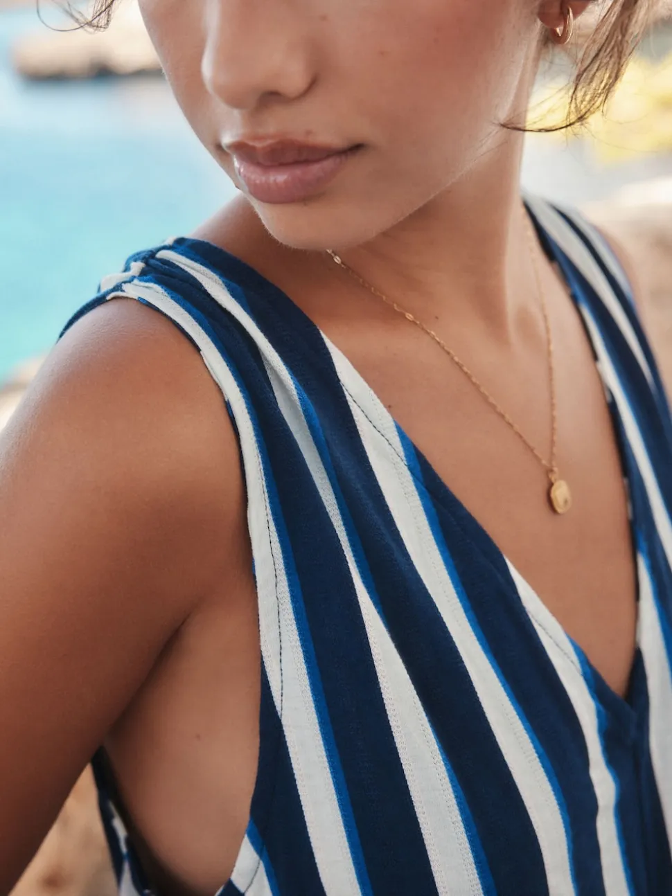 Blauw/wit - Jersey Summer Playsuit