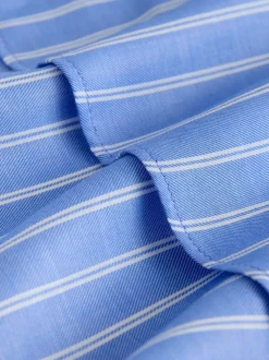 Blauw/witte streep - Zacht, ruimvallend overhemd met lange mouwen