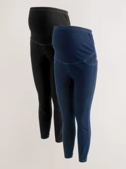 Blauw/Zwart - Verpakking van 2 denim zwangerschapsjeggings