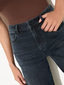 Blauw-zwart denim - Friends Like These X Lucy Mecklenburgh alledaagse jeans met wijde pijpen