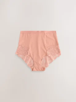 Bloemenprint/Bleekroze - Vormgevende kanten slipjes 2 set