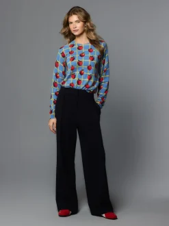 Blue Apple Check Pattern - Soft Touch Ronde hals Katoen Rijke Trui