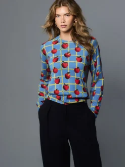 Blue Apple Check Pattern - Soft Touch Ronde hals Katoen Rijke Trui