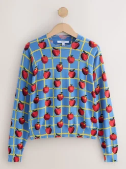 Blue Apple Check Pattern - Soft Touch Ronde hals Katoen Rijke Trui