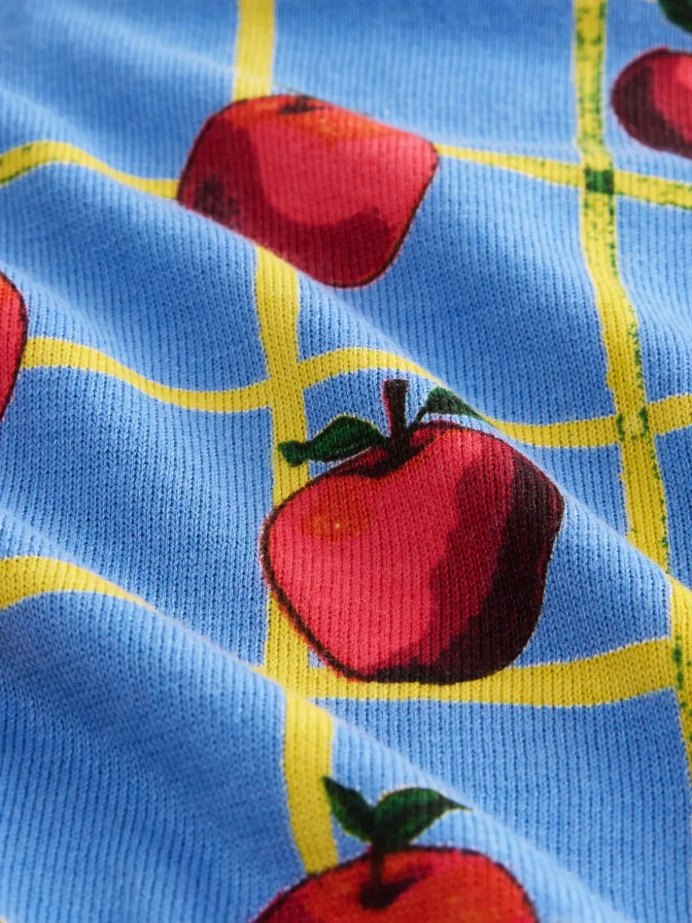 Blue Apple Check Pattern - Soft Touch Ronde hals Katoen Rijke Trui