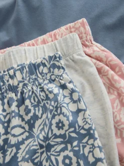 Blue/Grey/Pink Floral - Korte pyjamaset 3 stuks
