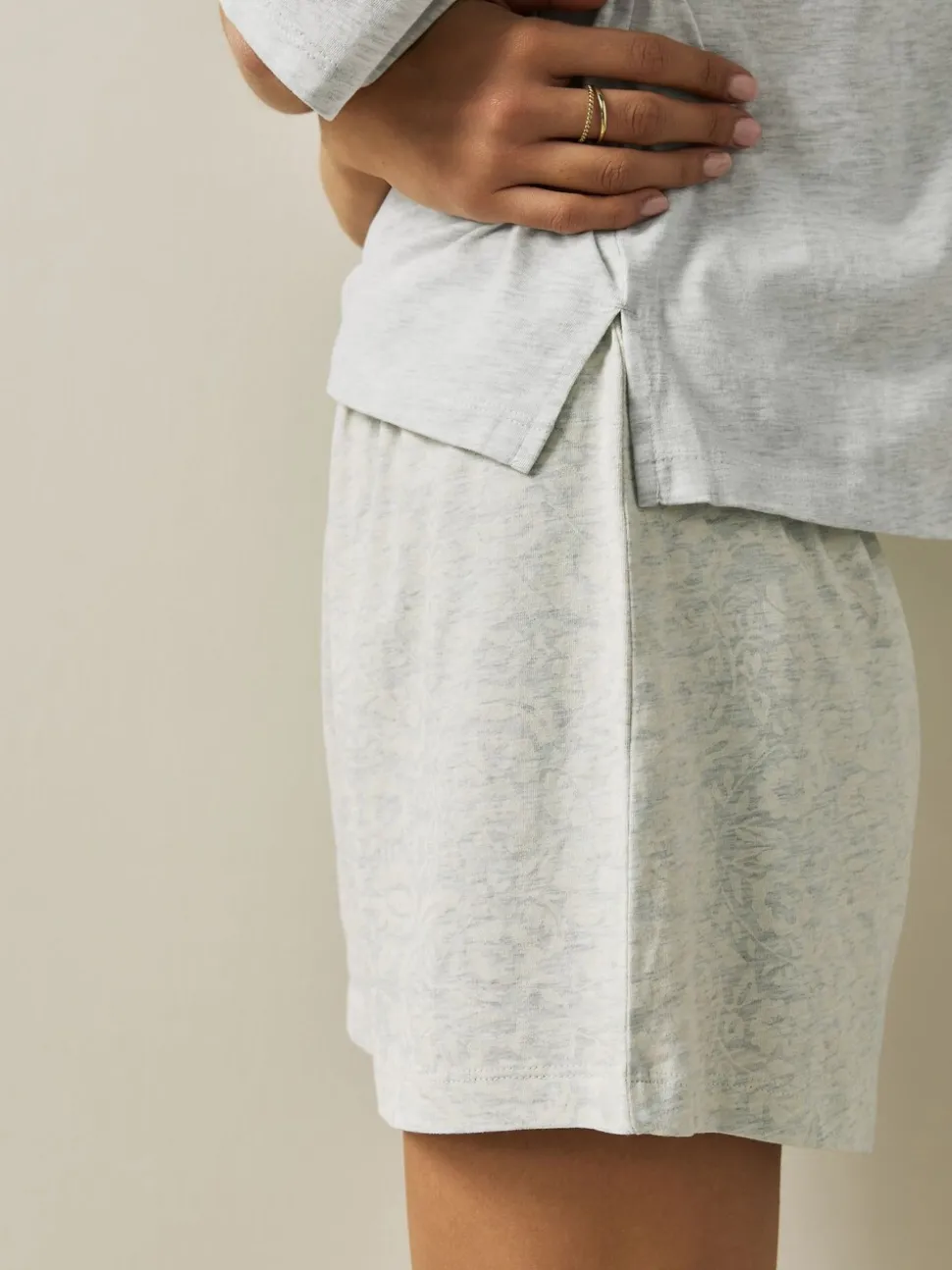Blue/Grey/Pink Floral - Korte pyjamaset 3 stuks