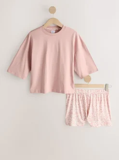 Blue/Grey/Pink Floral - Korte pyjamaset 3 stuks