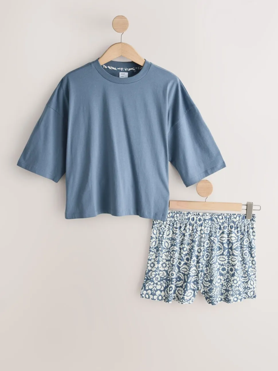 Blue/Grey/Pink Floral - Korte pyjamaset 3 stuks