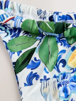 Blue/White Porcelain Sardine Print - Bikinibroekjes