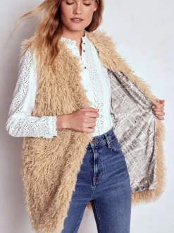 Boden Faux Fur Long Gilet
