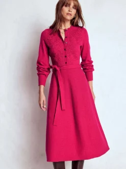 Boden Lace Insert Knitted Midi Dress