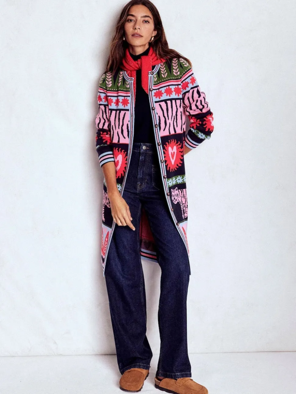 Boden Long Jacquard Cardigan