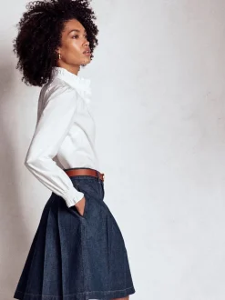 Boden Pleated Denim Skirt
