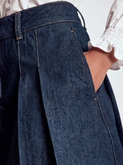 Boden Pleated Denim Skirt