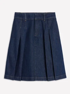 Boden Pleated Denim Skirt
