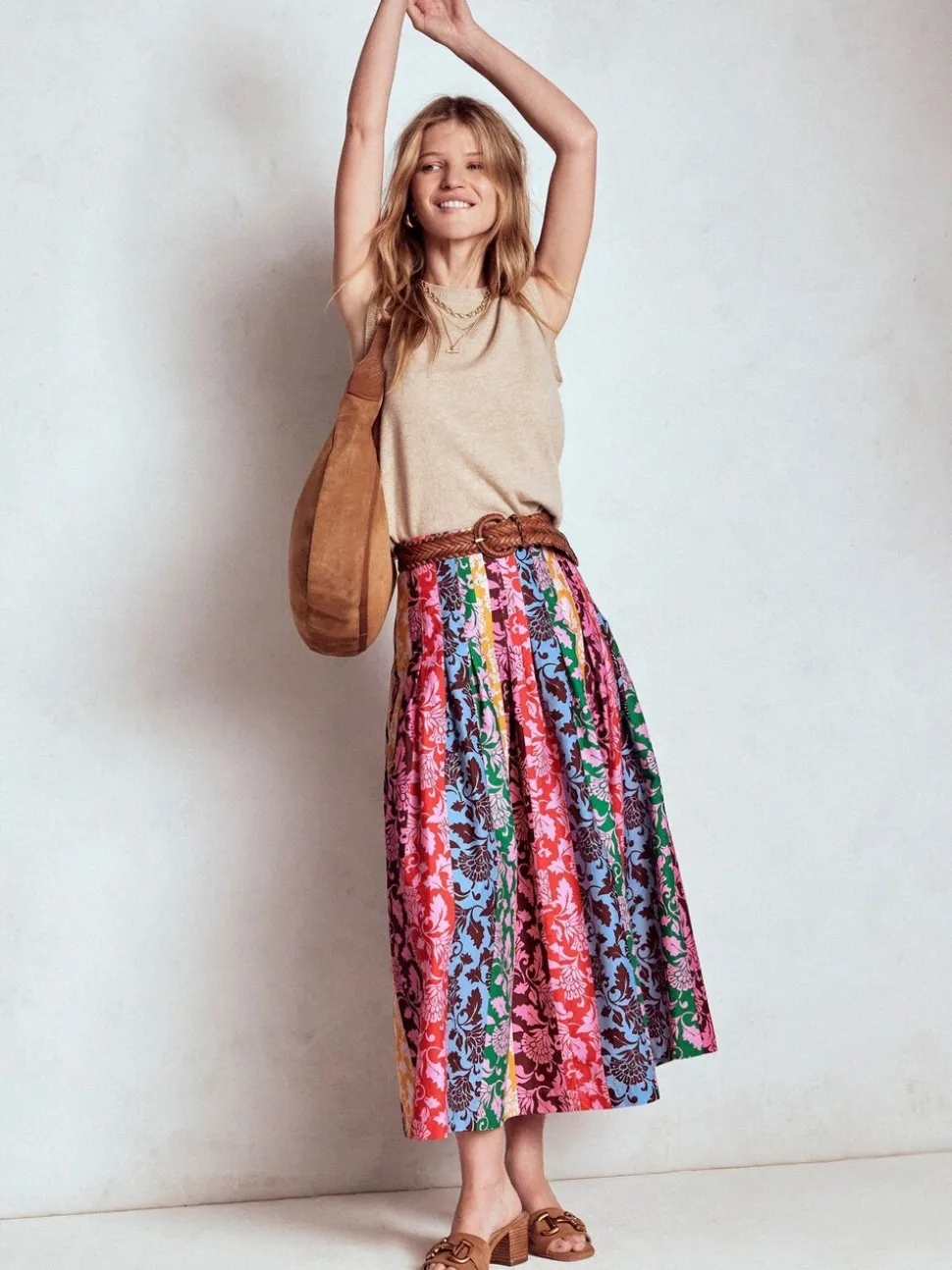 Boden Valentina Poplin Midi Skirt