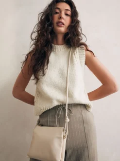 Bone crème - Leren crossbodytas