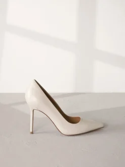Bone wit - Leren spitse pumps
