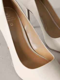 Bone wit - Leren spitse pumps