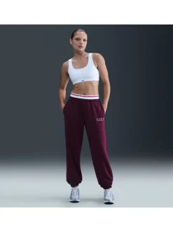 Bordeaux Burgundy - Nike oversized Phoenix fleece joggingbroek met hoge taille en grafisch logo