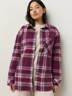Bordeauxrode ruit - Polar Fleece Shacket