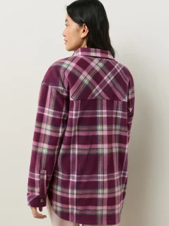 Bordeauxrode ruit - Polar Fleece Shacket