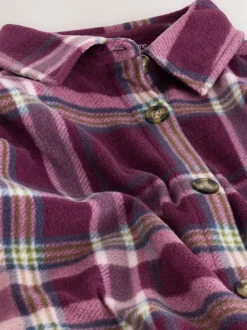 Bordeauxrode ruit - Polar Fleece Shacket