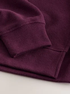 Bordeauxrood - Behaaglijk zacht aanvoelend geribbeld overhead sweatshirt met capuchon