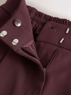 Bordeauxrood - Broek met wijde pijpen en elastiek in de achterkant