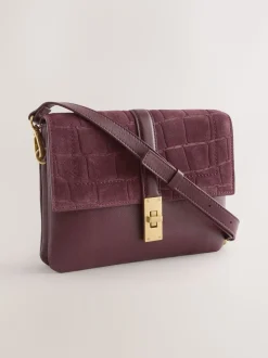 Bordeauxrood - Crossbodytas met imitatie krokodillenleer