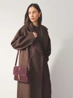 Bordeauxrood - Crossbodytas met imitatie krokodillenleer