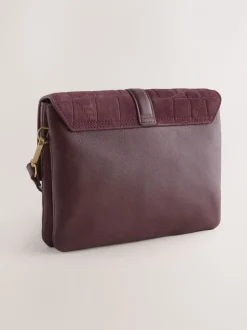 Bordeauxrood - Crossbodytas met imitatie krokodillenleer