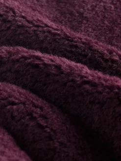 Bordeauxrood - Faux Fur Collarless Coat