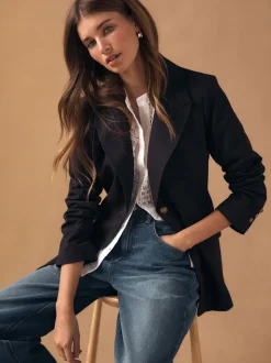 Bordeauxrood - Fitted Single Breasted Blazer