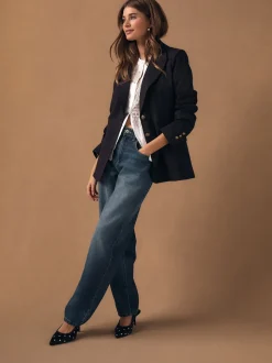 Bordeauxrood - Fitted Single Breasted Blazer