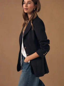 Bordeauxrood - Fitted Single Breasted Blazer