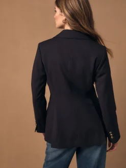 Bordeauxrood - Fitted Single Breasted Blazer